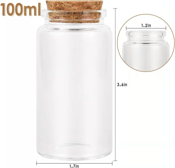 3PC100ML Empty Glass Jars with Cork Stoppers for DIY Art Crafts Projects Decoration Party Supplies and Wedding Party Favors for DIY Art Crafts Projects Decoration Party Supplies Wedding - Image 2