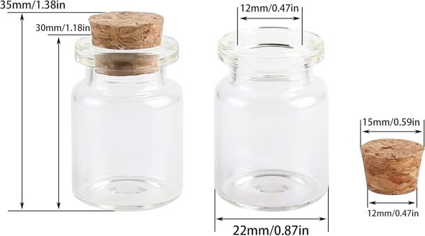 24pcs Mini Glass Bottles with Cork Stoppers 5ml DIY Art Crafts Storage Container,Tiny Glass Vials Cork for Wedding Decoration,Small Glass Corks Jars Party Favor - Image 2