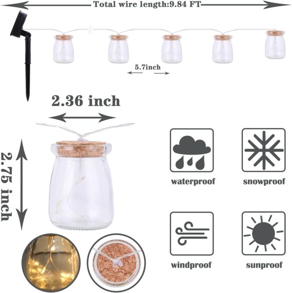 Solar Fairy Lights - Mason Jar String Lights Waterproof Hanging Outdoor Tree Lights for Yard Backyard Garden Patio Lawn Decor - Image 2
