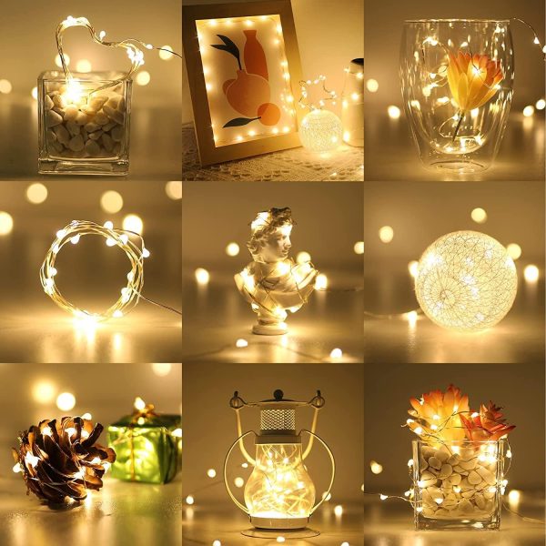 Fairy Lights Battery Operated 20 LED Mini String Lights, Small Pixie Lights for Mason Jars, Crafts, DIY Wedding Party Centerpieces, Bedroom Wall Vines Holiday Garland, 8 Pack - Image 2