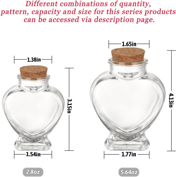 5oz Glass Jars with Cork Lids Decorative Glass Jars with Label Tag and String Heart Shaped Glass Containers for Anniversary DIY Art Craft Wedding Home Decor (1) - Image 2