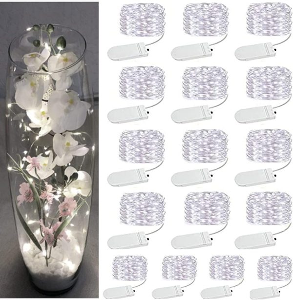 16 Pack LED Fairy Lights Battery Operated - 10FT 30LED Copper Wire Mason Jar String Lights, IP65 Waterproof, Bendable for Indoor/Outdoor, Christmas, Wedding, Party, Camping Decor