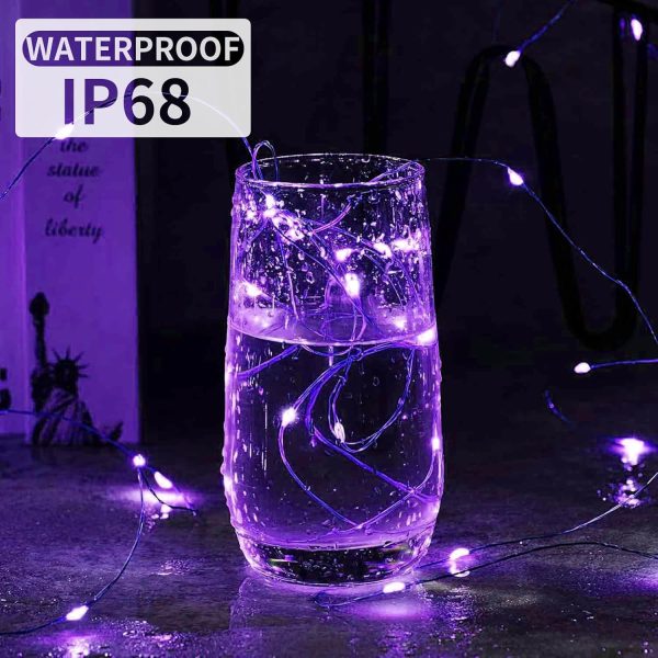 Led Fairy Lights 3 Modes Battery Operated String Lights Waterproof Silver Wire 7 Feet Firefly Starry Moon Mason Jar Lights for DIY Wedding Party Christmas (Purple, 8 Pack) - Image 2