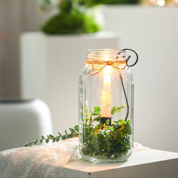 2 Pcs Mason Jar Candle Holder Insert Iron Taper Rustic Candle Holder S-Hook Farmhouse Vintage Decor Wedding Table Centerpiece for Tealight Vases and Hurricanes Glass