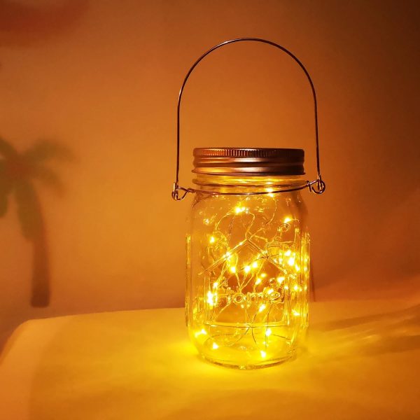 Solar Mason Jar Lights,4 Pack 30 Led Starry Fairy String Hanging Jar Lights,Solar Lanterns for Outdoor Patio Party Garden Wedding Christmas Decorations Lights(Mason Jars/Handles Included) - Image 2