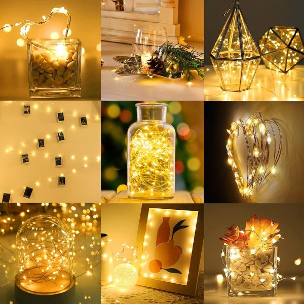 12 Pack Led Fairy Lights - Warm White, Battery Operated LED Silver Wire String Lights, 7FT 20LED Mini Firefly Starry String Lights Waterproof Led Twinkle Lights for Mason Jar DIY Christmas Decor - Image 2