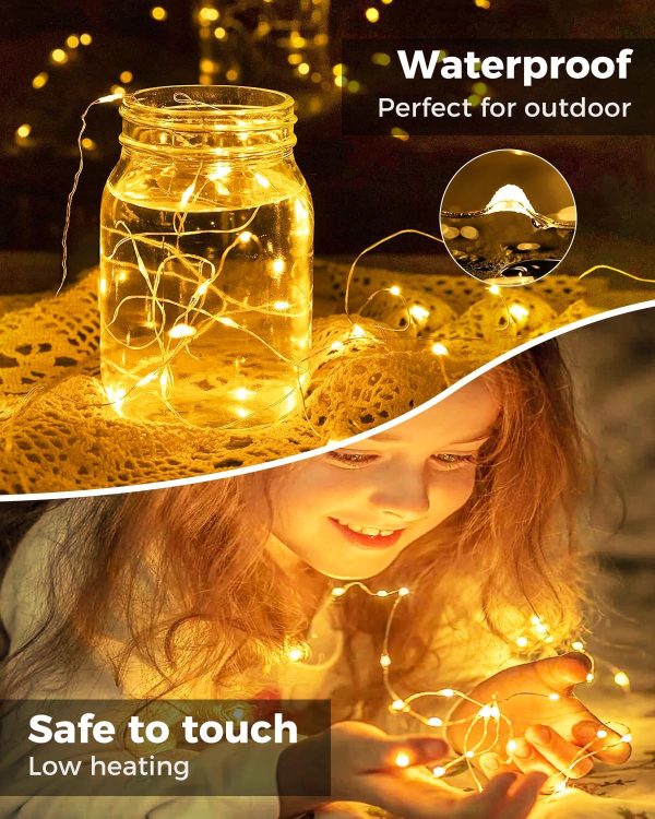 12 Pack LED Fairy Lights Battery Operated, 7ft 20LED Mini String Lights Waterproof, Silver Wire Firefly Starry Lights Bulk for Mason Jars Crafts Table Centerpieces Party Christmas, Warm White - Image 2