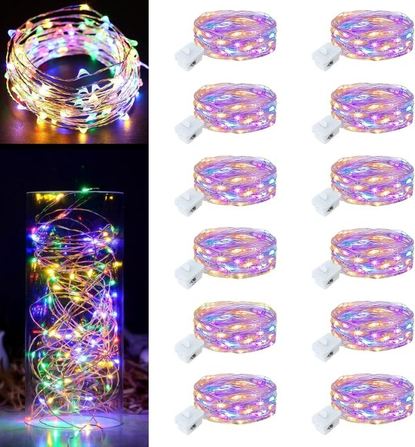 12Pack Fairy Lights Battery Operated 7ft 20 LED Mini String Lights Twinkle Lights Waterproof 3 Modes Firefly Starry Moon Lights for Mason Jars DIY Crafts Christmas Wedding Party Bedroom Decoration